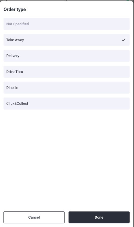 Waiter & Cash Desk > Changing the order type > 189.jpg
